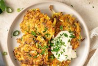 Crispy Cabbage Fritters Recipe with Tangy Yogurt Dip