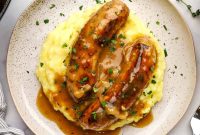Classic British Bangers and Mash with Rich Onion Gravy