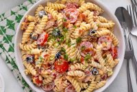 Creamy Bacon Ranch Pasta Salad with Peas and Cheddar