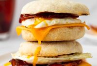Crispy English Muffin Breakfast Sandwich with Egg and Cheese