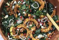 Roasted Delicata Squash Salad with Kale and Crispy Tempeh