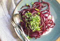 Spiralized Beet Noodle Salad with Creamy Whipped Feta