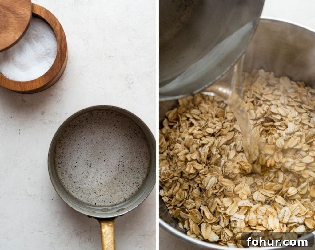 Authentic Swiss Bircher Muesli Recipe 3 Adding water to the oats.