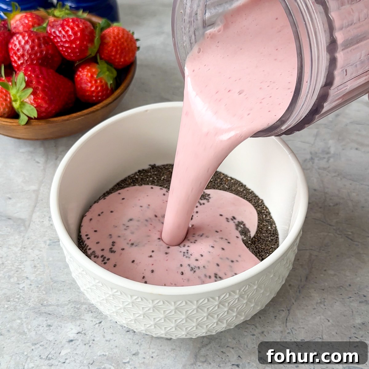 High Protein Strawberry Chia Pudding Recipe for Breakfast 5 Mix together the smoothie & chia seeds