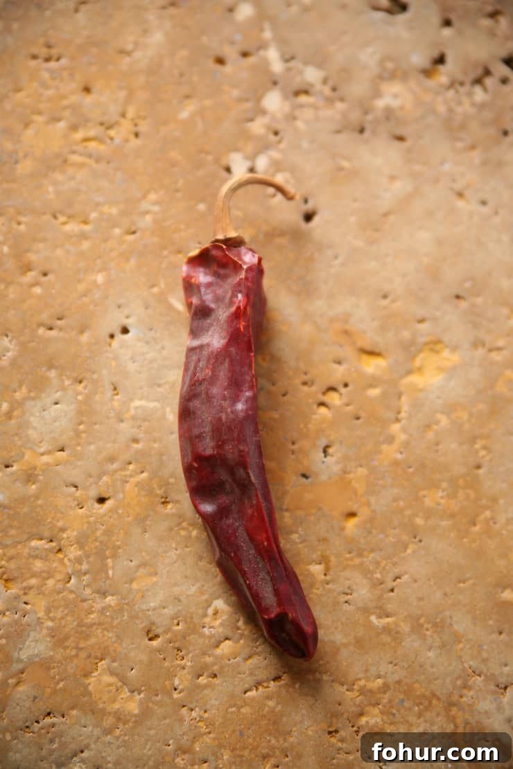 Mexican Chiles: Fresh and Dried Pepper Varieties 13 Dried guajillo chile pepper, a mild Mexican chile with a fruity, slightly tangy flavor used in enchilada sauce, pozole, birria, and tamales.