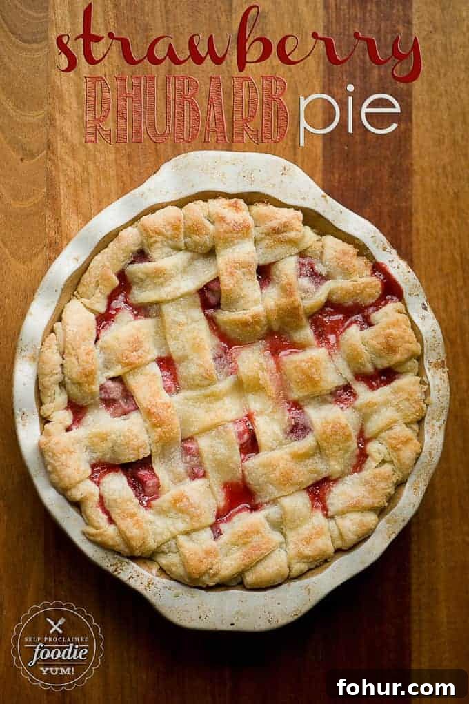 Top of whole strawberry rhubarb pie