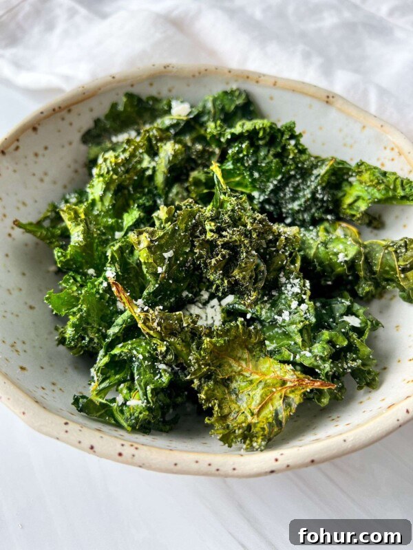 Bowl of crispy kale chips