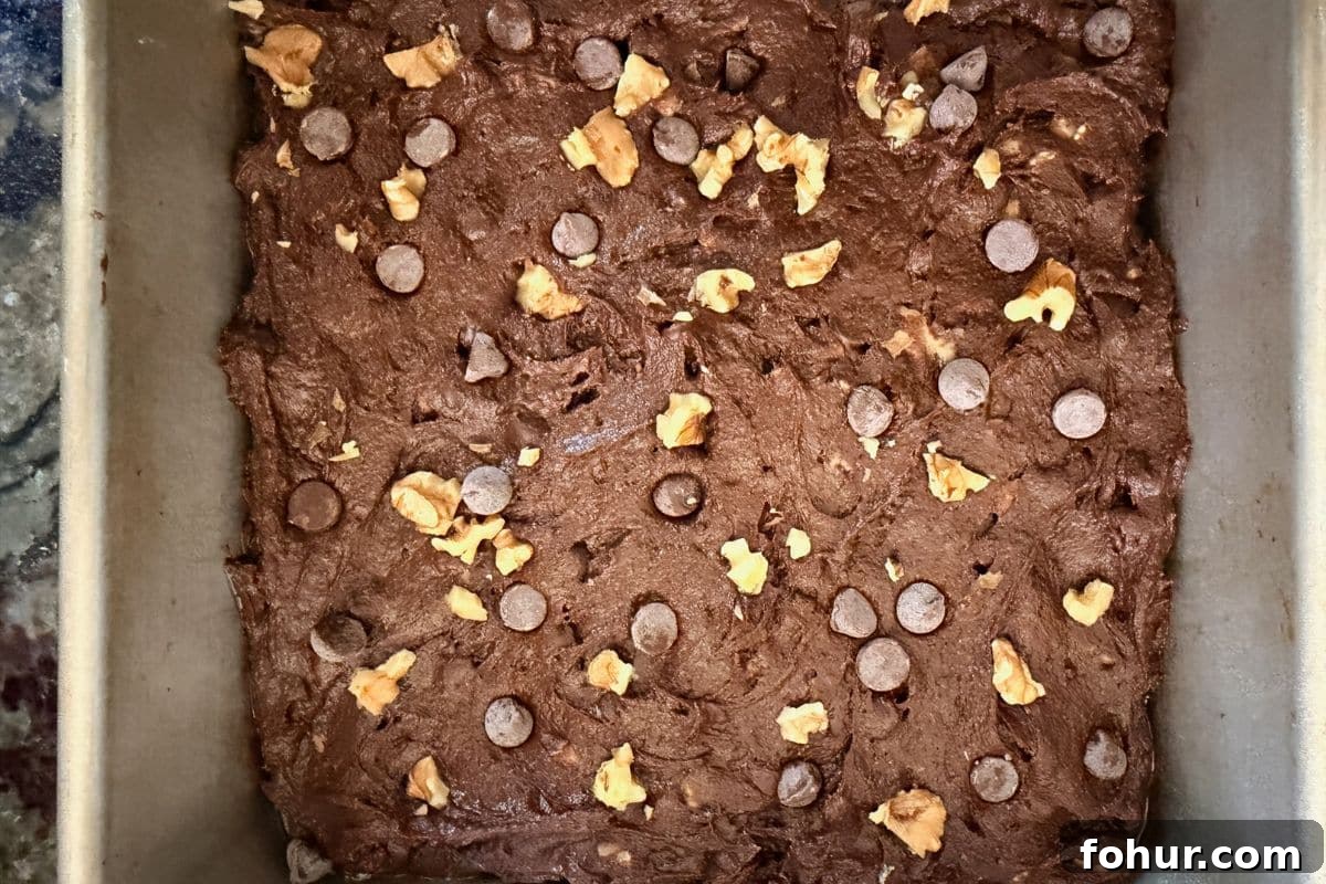 Fudgy Gluten-Free Chocolate Walnut Cookie Bars 4 The cookie dough in the pan.