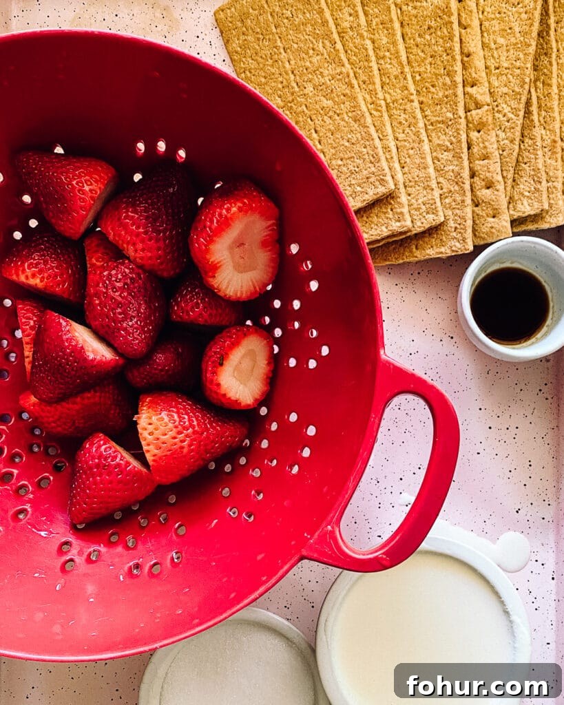 Ingredients for strawberry icebox cake.