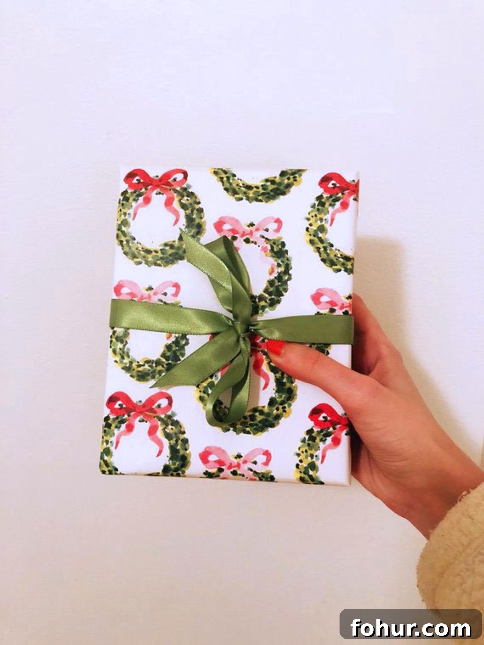 Parisian Wrapping Paper for Francophiles 4 Christmas wreaths watercolor wrapping paper
