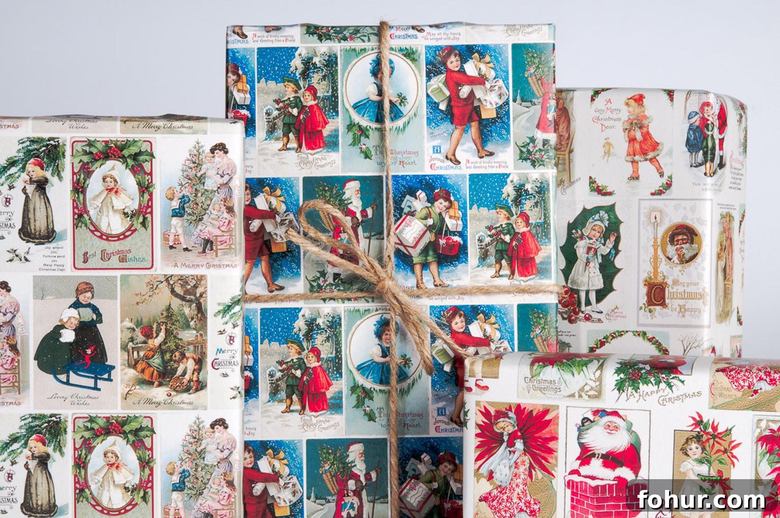 Parisian Wrapping Paper for Francophiles 7 Vintage Christmas postcard wrapping paper