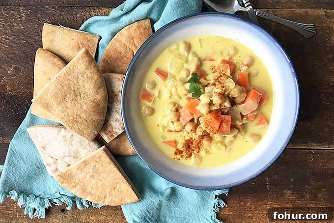 Creamy Saffron Chickpea Stew Recipe 10 Vegetable stew with beans and rice with pita chips