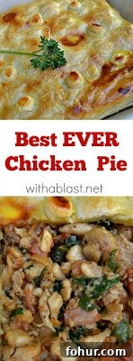 Bacon, Mushrooms, Cream, Spinach & more in this Best EVER Chicken Pie
