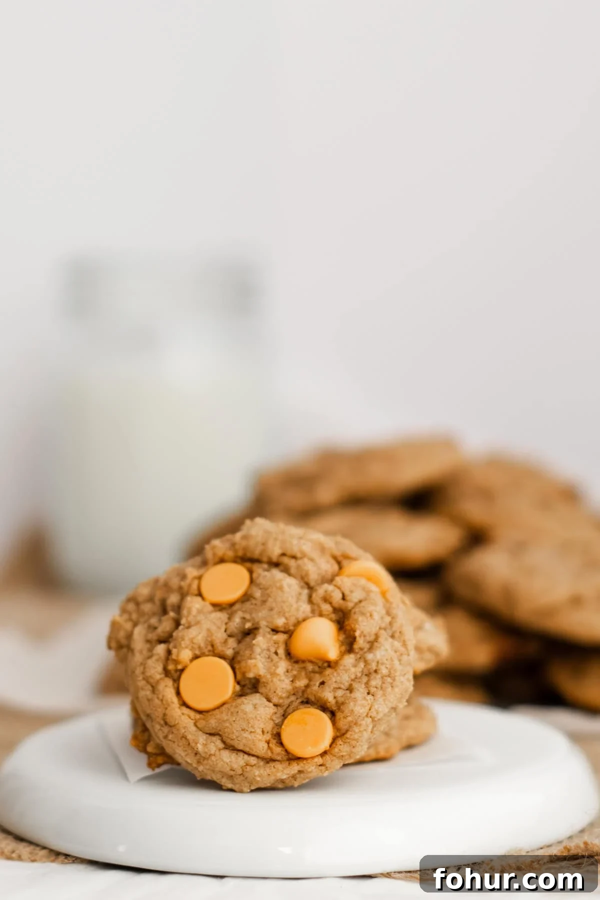 3-Ingredient Spice Cake Mix Cookies Recipe 10 butterscotchchip spice cookies on a white plate