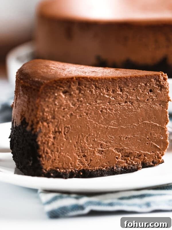 Chocolate cheesecake with chocolate cookie crust.