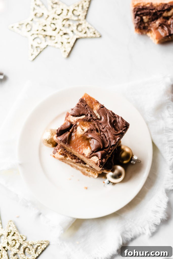 Nutella Blondies with Caramel Swirl 7 Nutella Caramel Swirled Blondies plated