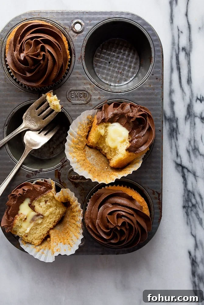 Boston Cream Cupcakes with Vanilla Custard and Chocolate Glaze 3 Boston Cream Pie Recipe