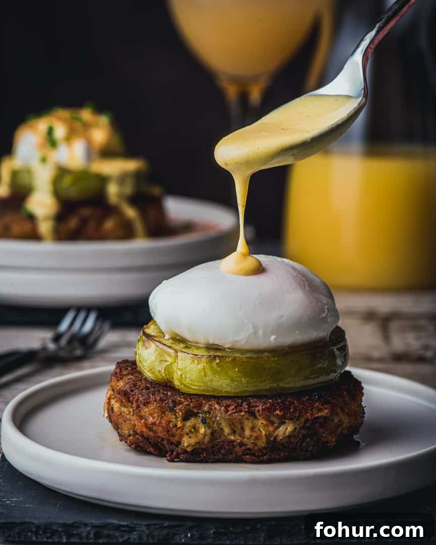Cajun Crab Cake Eggs Benedict with Pan-Fried Green Tomatoes 2 Crab Cakes Benedict