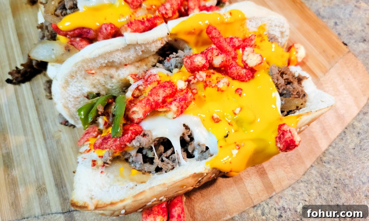 Flamin' Hot Cheesesteaks on the Blackstone Griddle 7 Flamin Hot cheesesteaks on the blackstone