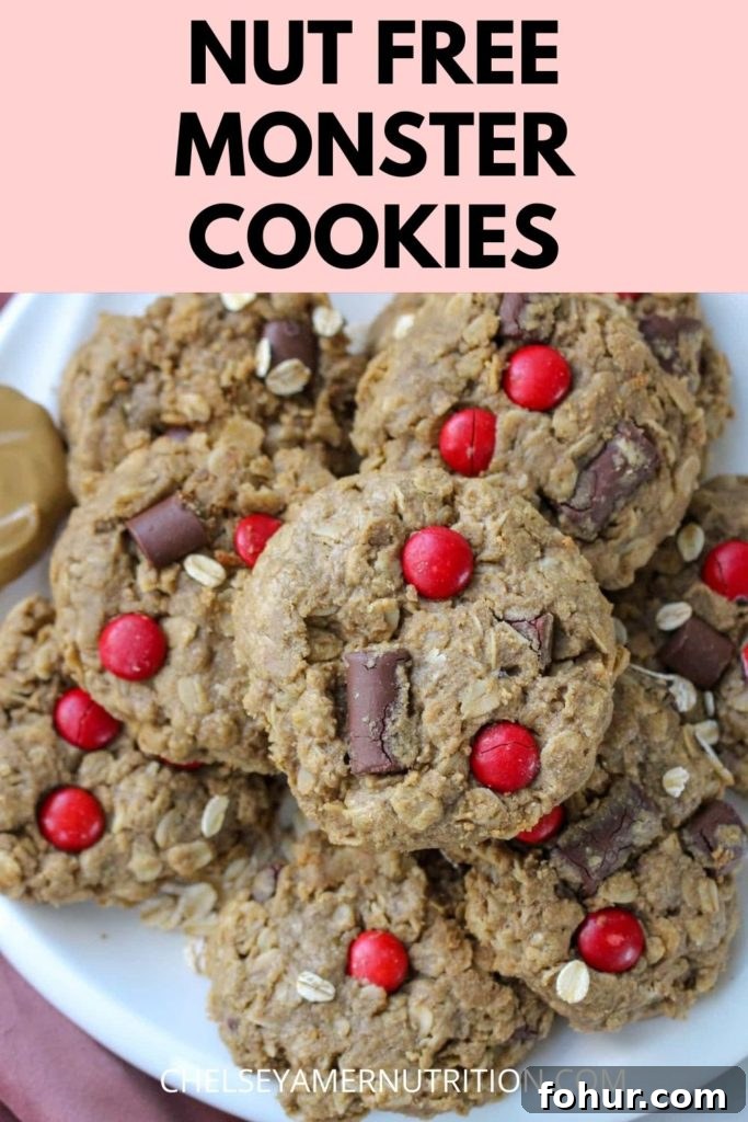 Nut-Free Monster Cookies Recipe with M&Ms 4 Nut Free Monster Cookies PIN