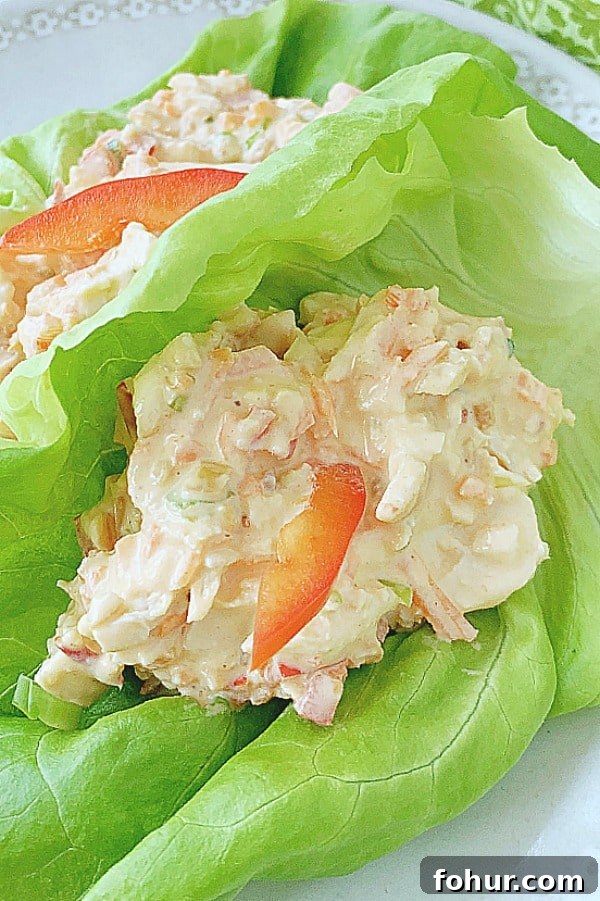 close up of thai chicken salad lettuce wraps