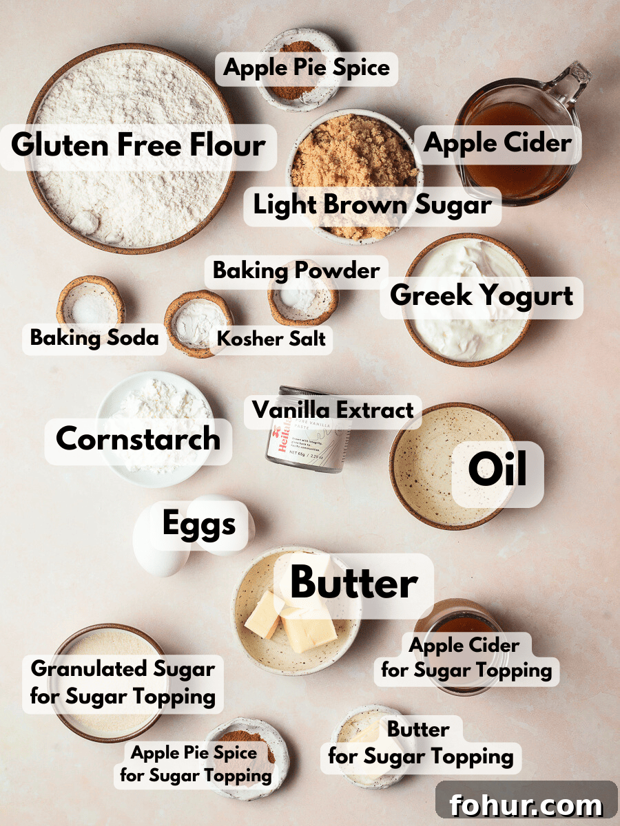 Gluten-Free Apple Cider Cake Recipe 3 a collage of ingredients needed to make an apple cider cake