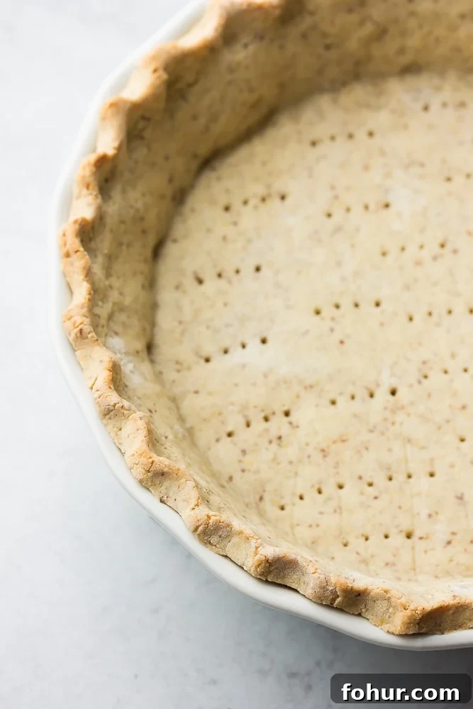 Flaky Vegan Gluten-Free Oil-Free Pie Crust Recipe 6 close up image of cooked pie crust showing texture