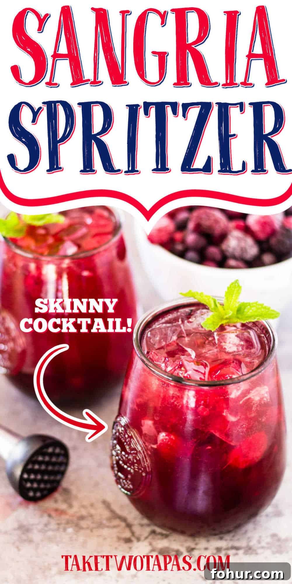 Low-Calorie Sangria Spritzer Recipe with Fresh Fruit 5 glass of wine with text "sangria spritzer"
