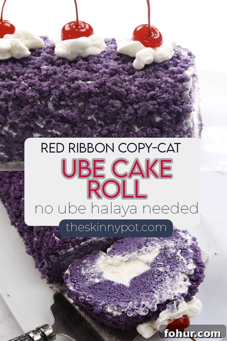 Ube Roll Cake with cream cheese frosting. Moist, tasty and earthy cake roll recipe with a step by step instruction video to guide you. Frosted with homemade cream cheese frosting, this cake is worth a try.