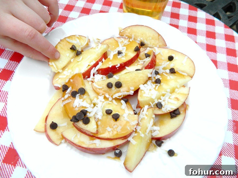 Apple Nachos Recipes: Sweet and Savory Variations 4 Caramel apple nachos close-up