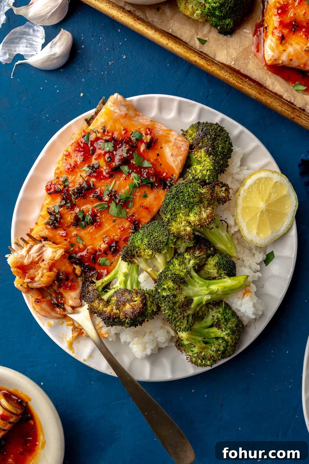Sheet Pan Salmon and Broccoli with Harissa Honey Butter Drizzle 4 Sheet Pan Salmon + Broccoli with Harissa-Honey-Butter Drizzle