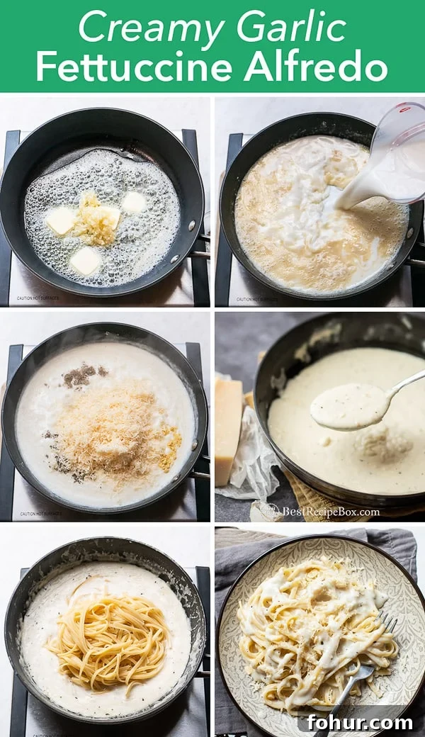 Easy Fettuccine Alfredo Recipe is the BEST vegetarian creamy garlic pasta recipe | BestRecipebox.com Easy Fettuccine Alfredo Recipe step by step