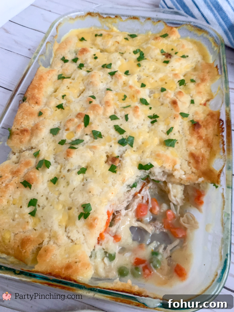 Quick One-Pan Chicken Cobbler Recipe 15 tiktok famous chicken cobbler, super easy chicken cobbler, comfort food, gluten-free chicken cobbler, best easy gluten-free celiac safe recipes chicken cobbler, best easy chicken cobbler recipe, dinner ideas for kids