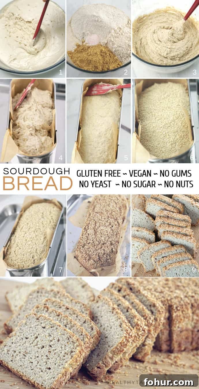 Gluten-Free Vegan Sourdough Bread, No Yeast or Xanthan Gum 8 Gluten Free Sourdough Bread - xanthan gum free, yeast free, sugar free, vegan, dairy free, oil free, no psyllium.