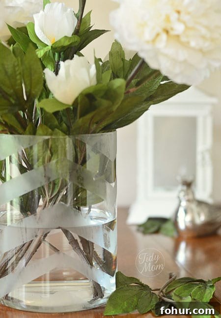 DIY Chevron Etched Vase DIY Chevron Etched Vase at TidyMom.net