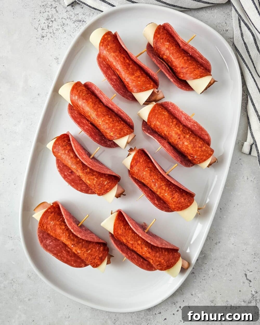 Keto Italian Sub Roll Ups Recipe 2 overhead shot of Keto Italian Sub Roll-Ups