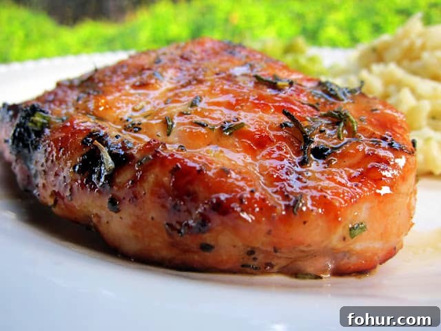 Honey Rosemary Grilled Pork Chops plated