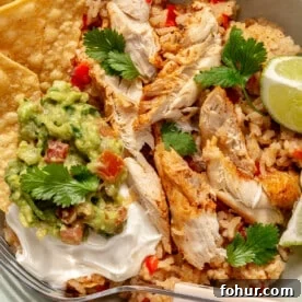 Instant Pot Salsa Chicken Recipe for Tacos and Meal Prep 9 Finished Instant Pot chicken fajitas served with tortilla chips
