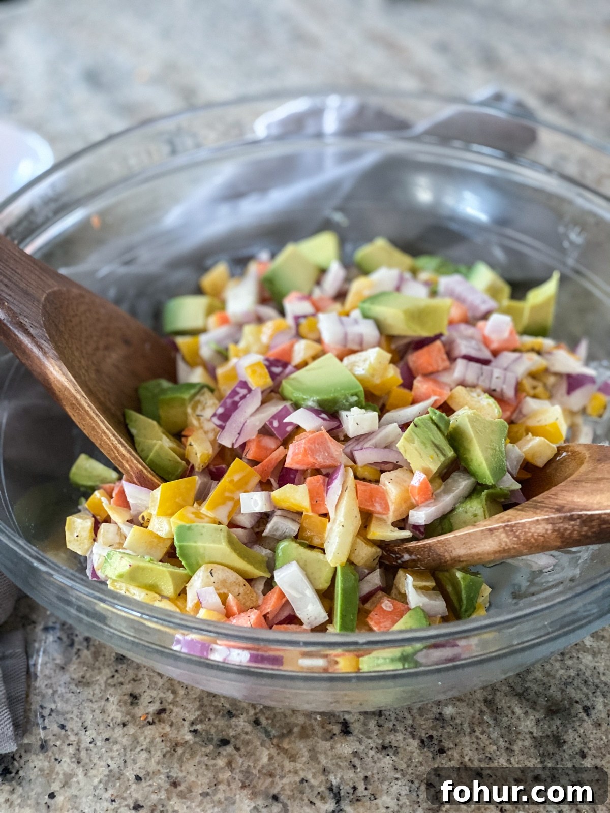 Finished avocado ranch salad ready to serve
