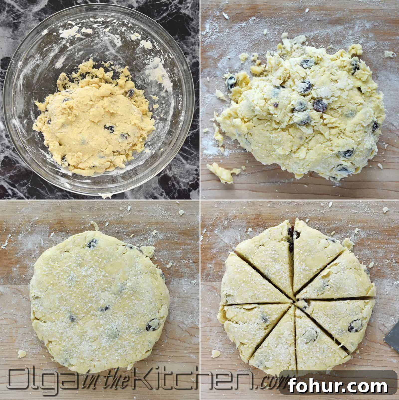 Flaky Homemade Cranberry Scones Recipe 7 Cut scone wedges