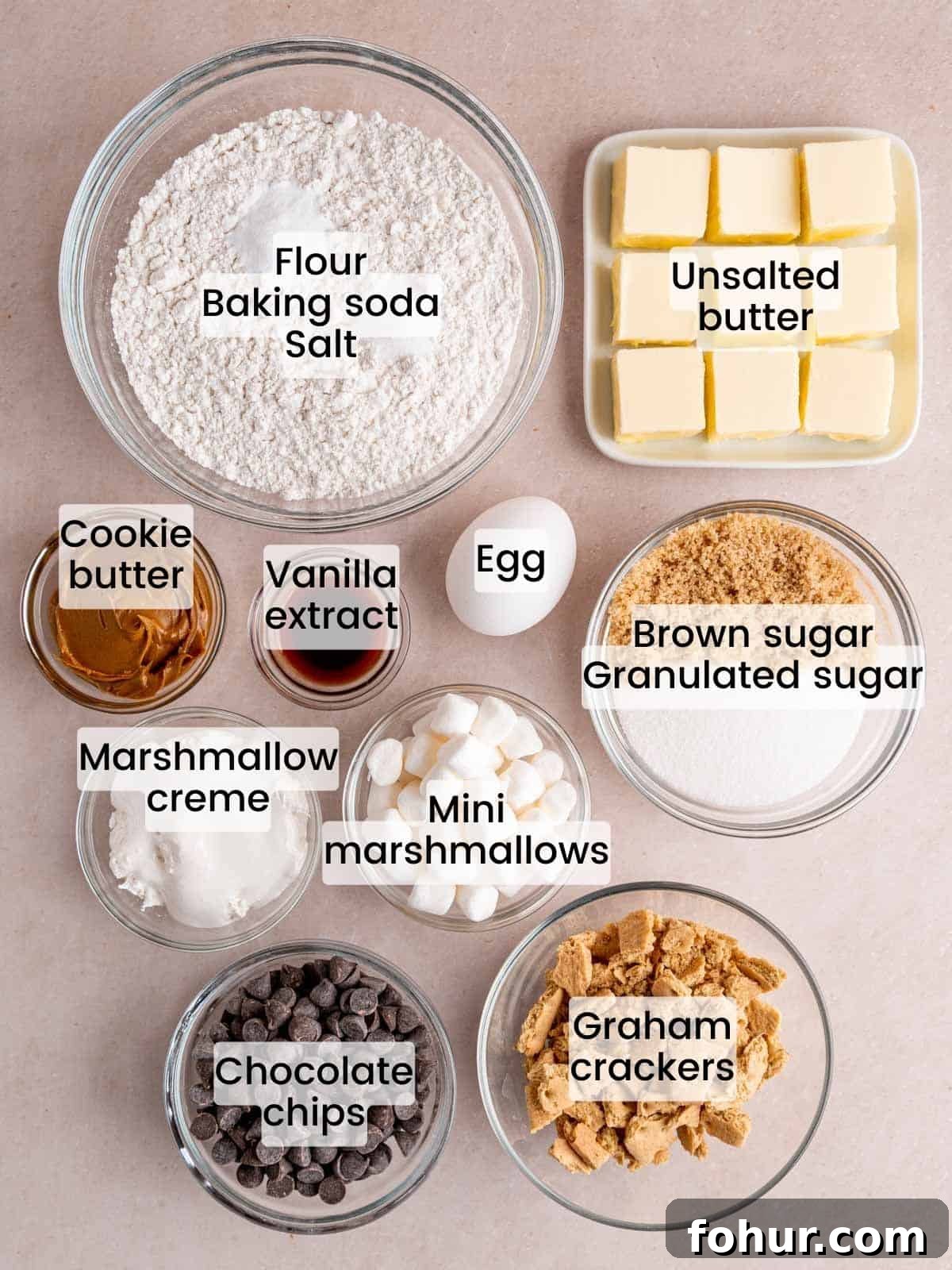 S'mores Cookies: Gooey Marshmallow and Chocolate Recipe 3 Ingredients needed to make s'mores cookies.