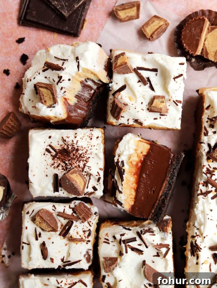 Irresistible Chocolate Peanut Butter Pie Bars Recipe 7 chocolate peanut butter pie bars sliced