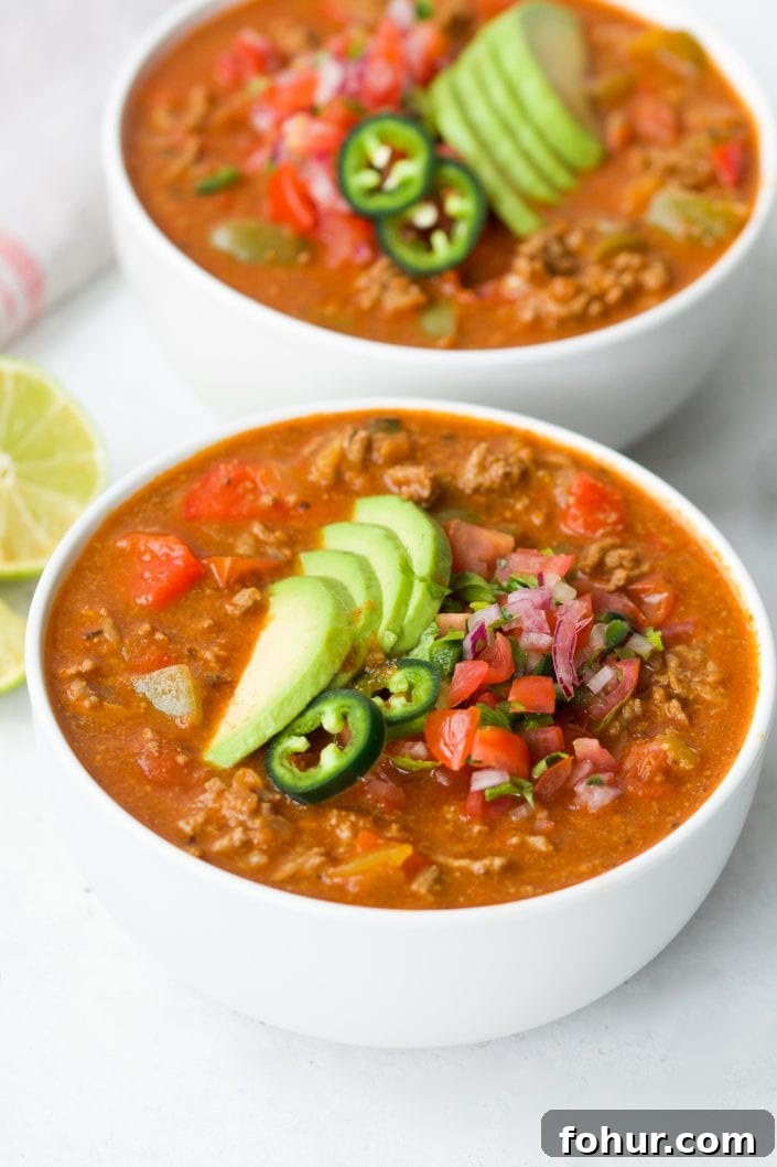 Beef Taco Soup | Every Last Bite Whole30 Beef Taco Soup