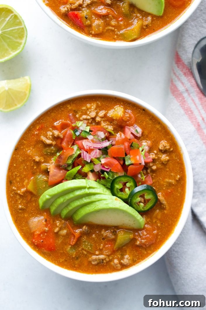 Beef Taco Soup | Every Last Bite Whole30 Beef Taco Soup