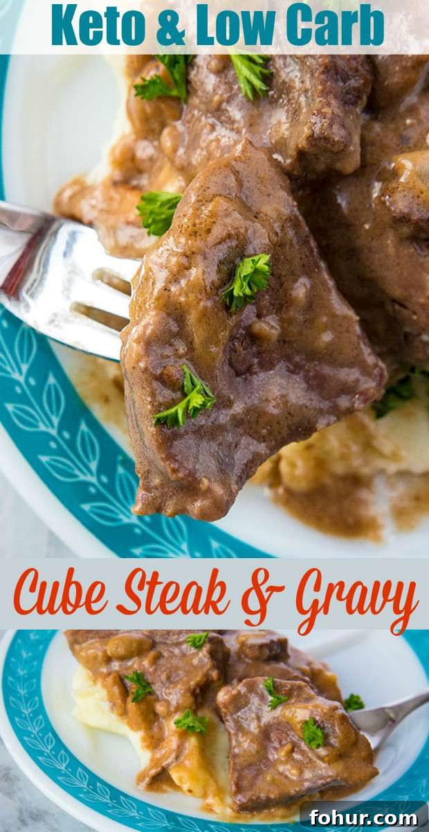 Instant Pot Low Carb Cube Steak and Gravy plated
