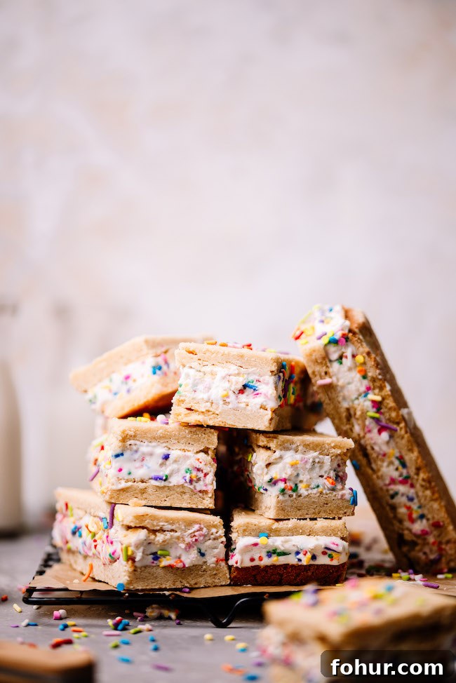 Funfetti Sugar Cookie Ice Cream Sandwiches Recipe 4 sugar cookie slab