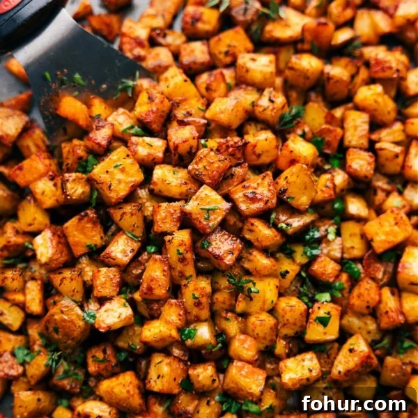 Breakfast potatoes fresh out of the oven ready to be enjoyed.