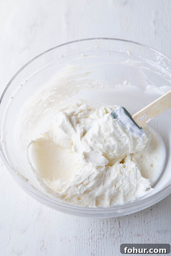 cream cheese mixture in a glass bowl.