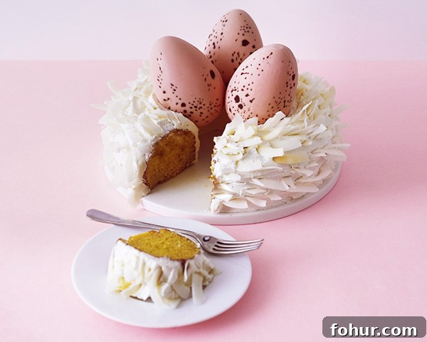 Chocolate Easter Nest Cake Recipe 14 Easter Nest Cake - how to make a nest cake with roasted coconut and chocolate eggs for Easter dessert | by Cakegirls for TheCakeBlog.com