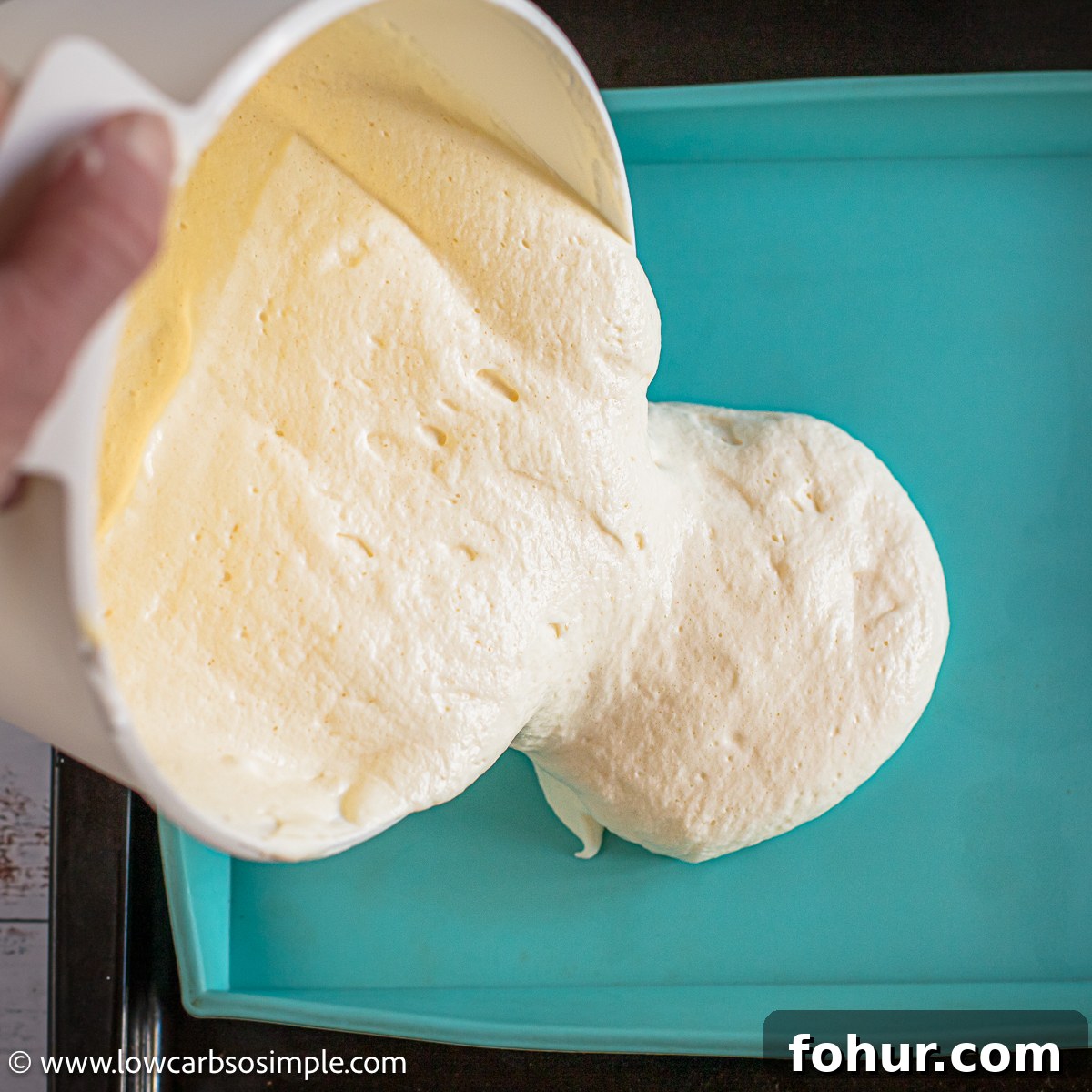 Carnivore Pannukakku: Finnish Oven Pancake 9 Transferring the Batter into the Silicone Jelly Roll Pan | Low-Carb, So Simple